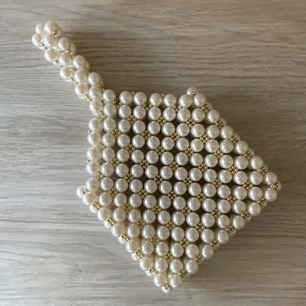 Chic White Mini Bag with Pearl Finish